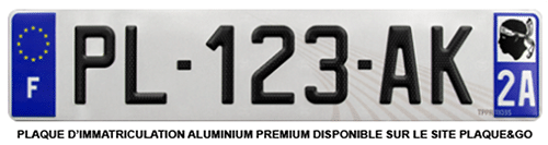 plaque d'immatriculation dont le numéro se trouve sur le certificat d'immatriculation