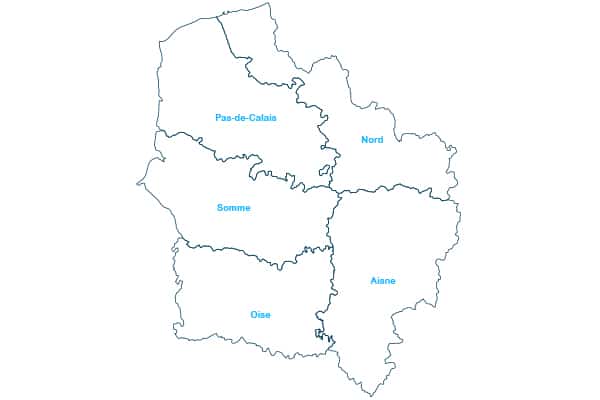 Les départements de la région Hauts-de-France