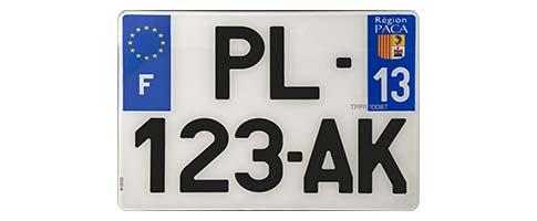 Plaque immatriculation, voiture, plexiglas